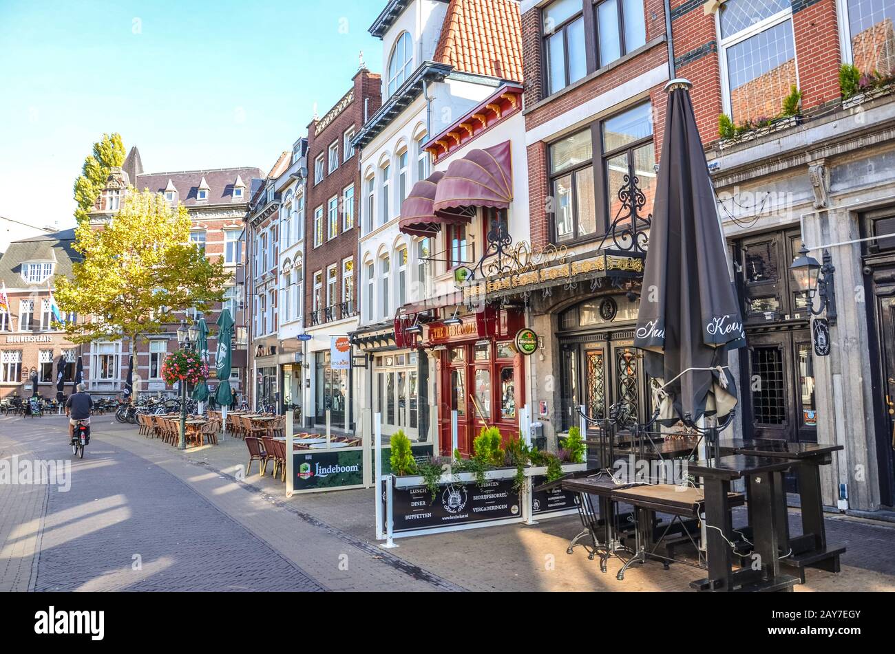 Venlo, Limburg, Netherlands October 13, 2018 Street with cafes