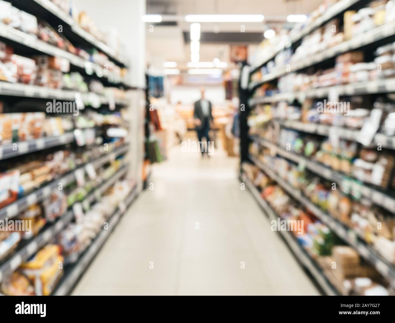 blurred supermarket aisle Stock Photo
