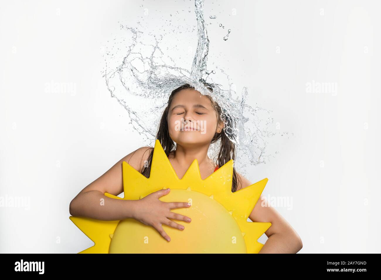 Teenage girl in water stream falling from top Stock Photo - Alamy
