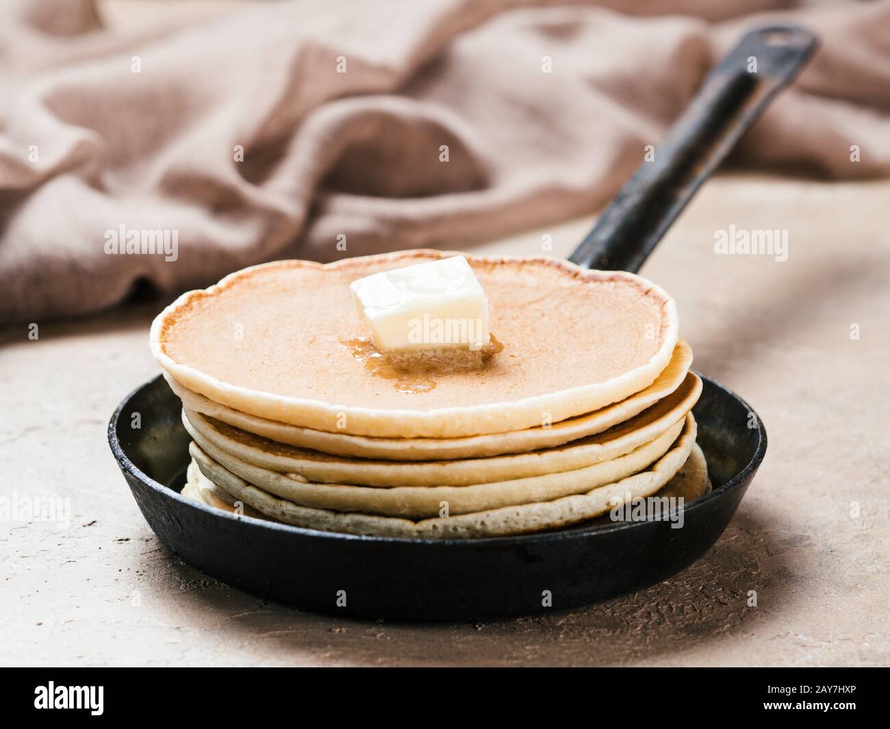 homemade pancakes in iron cast Stock Photo Alamy