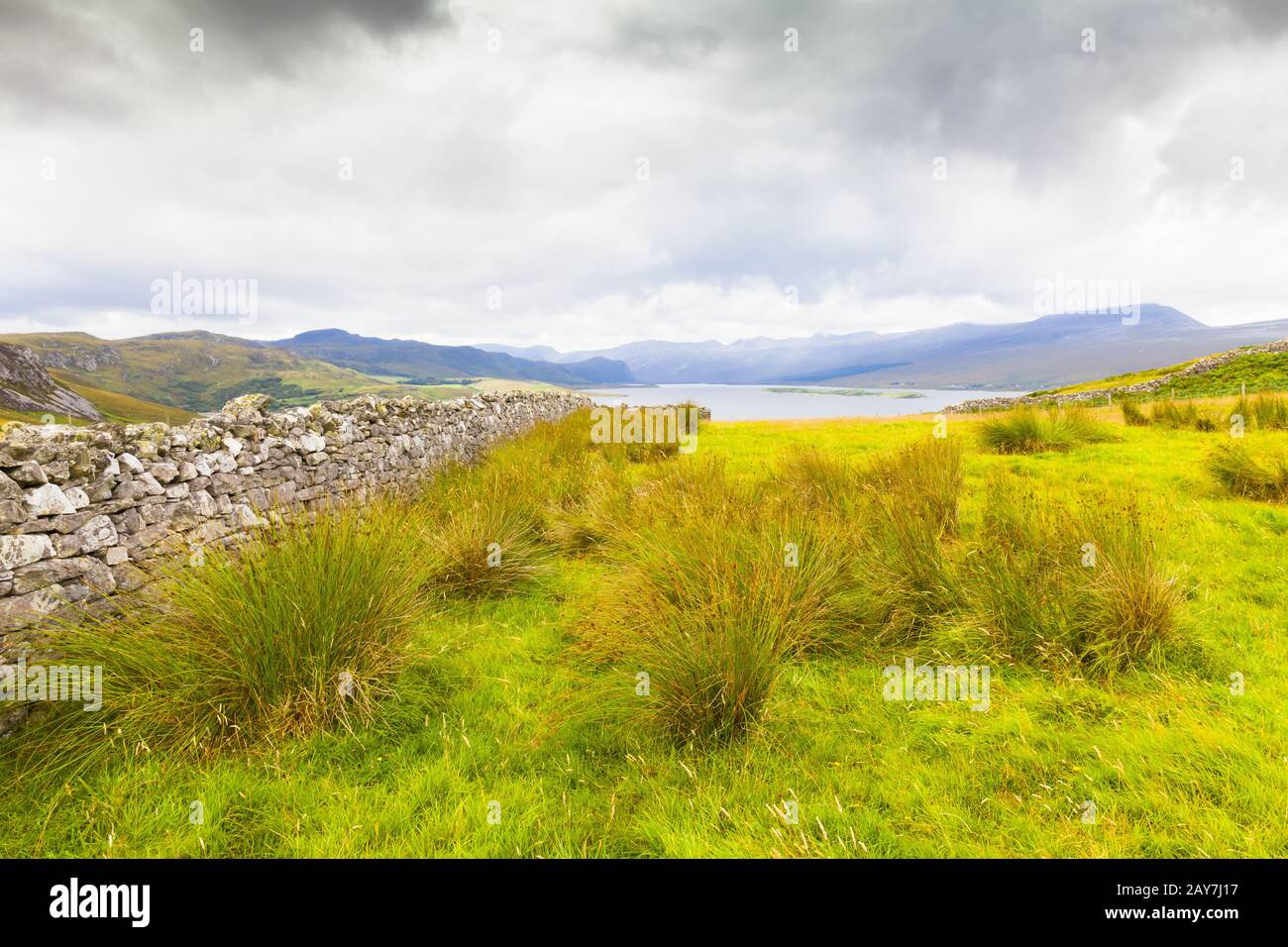 Scottish heath and lake in the outskirts of Inverness in summer Scotland Stock Photo