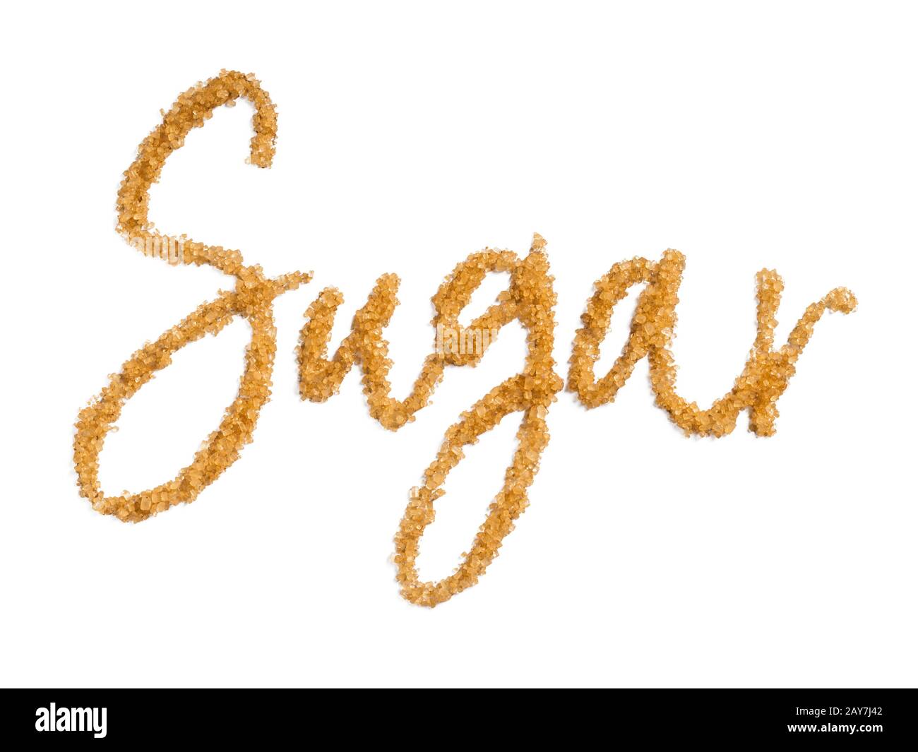 word sugar from brown sugar isolated Stock Photo