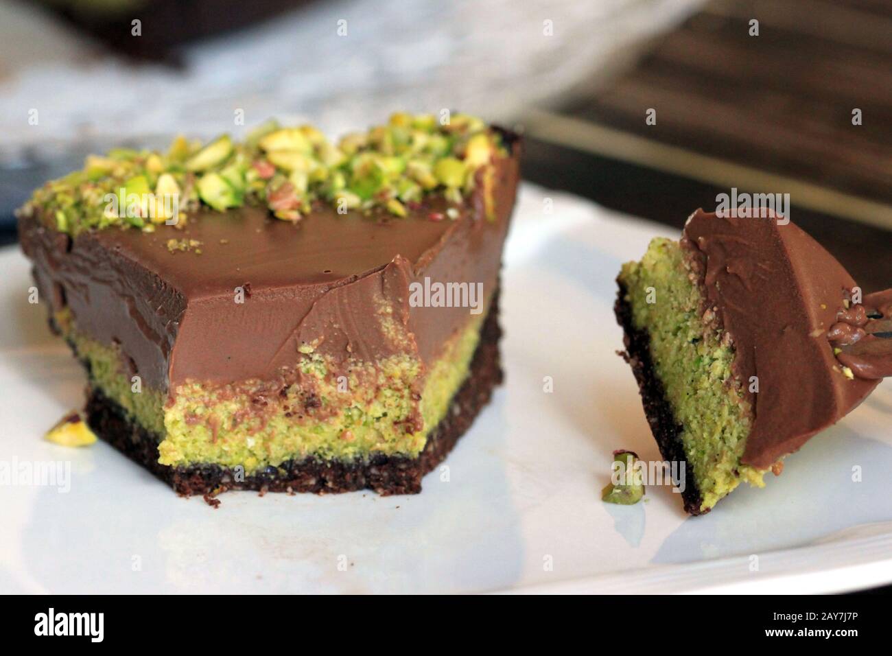 Chocolate pistachio tart. Chocolate pistachio cake. Healthy sweets