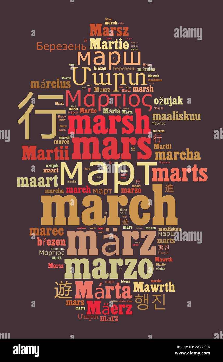 Word January in different languages Stock Photo - Alamy