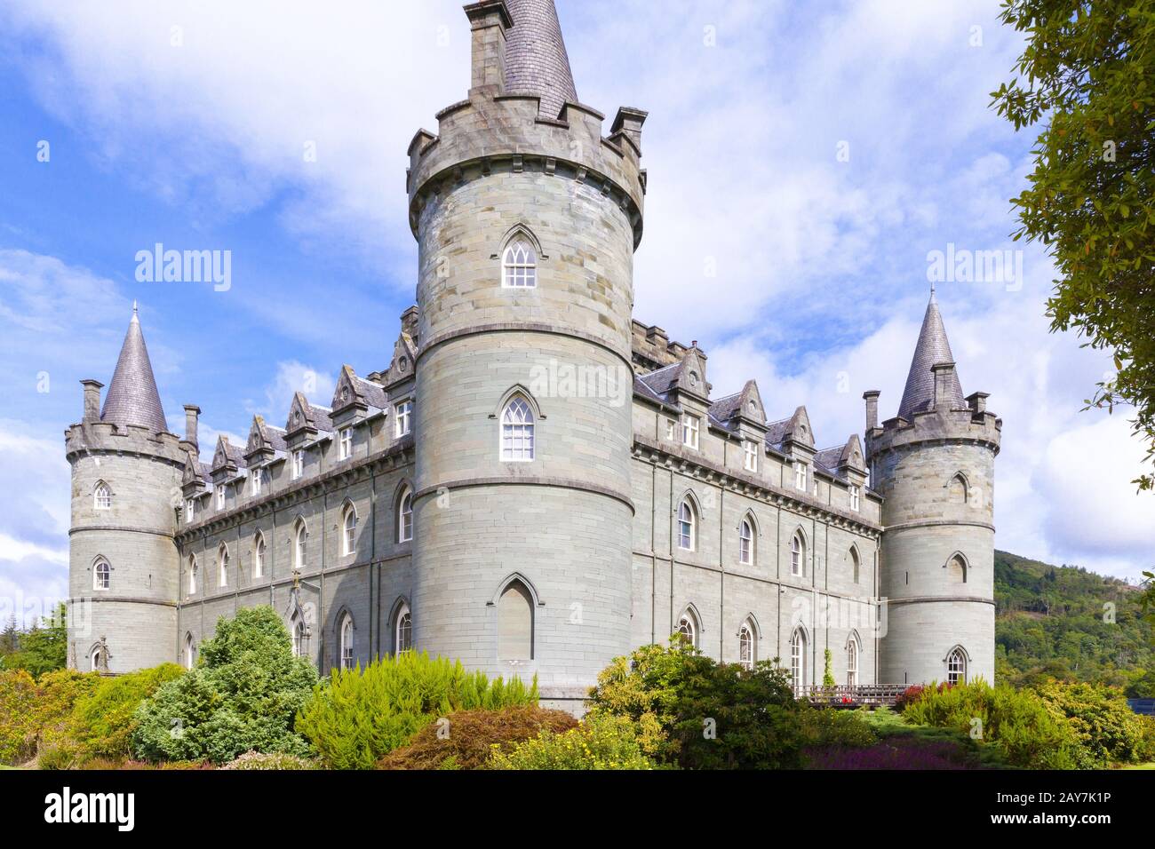 invereray caslte Scotland in summer angle view in a sunny day Stock Photo