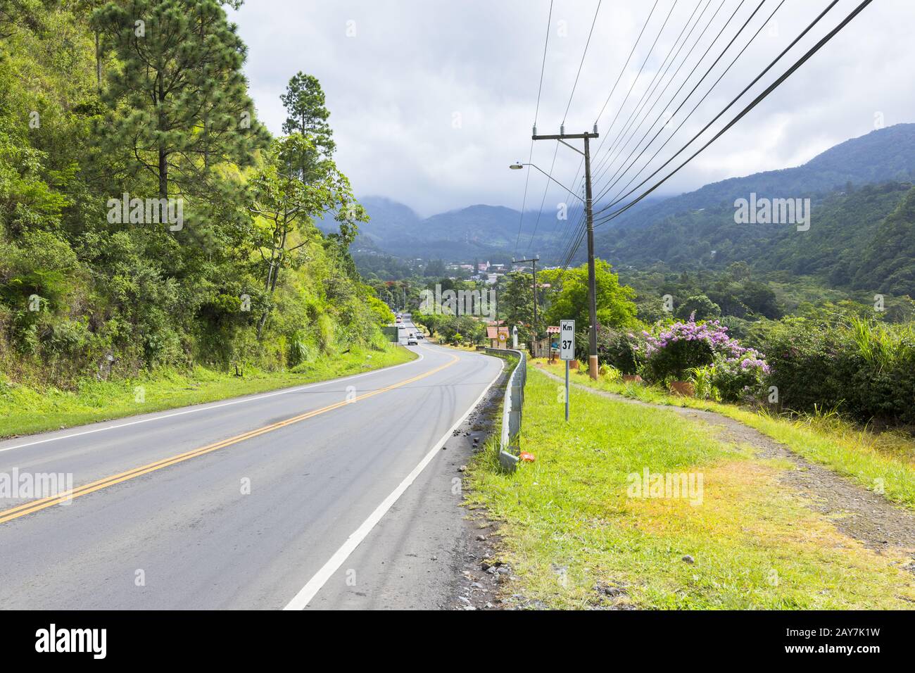 entrance road to bajo boquete in the province of Chiriqui Panama Stock Photo