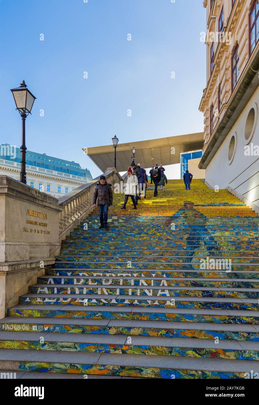 VIENNA, AUSTRIA - DECEMBER 29, 2016: The Stairs at Albertina Museum on December 29, 2016 in Vienna Austria Stock Photo