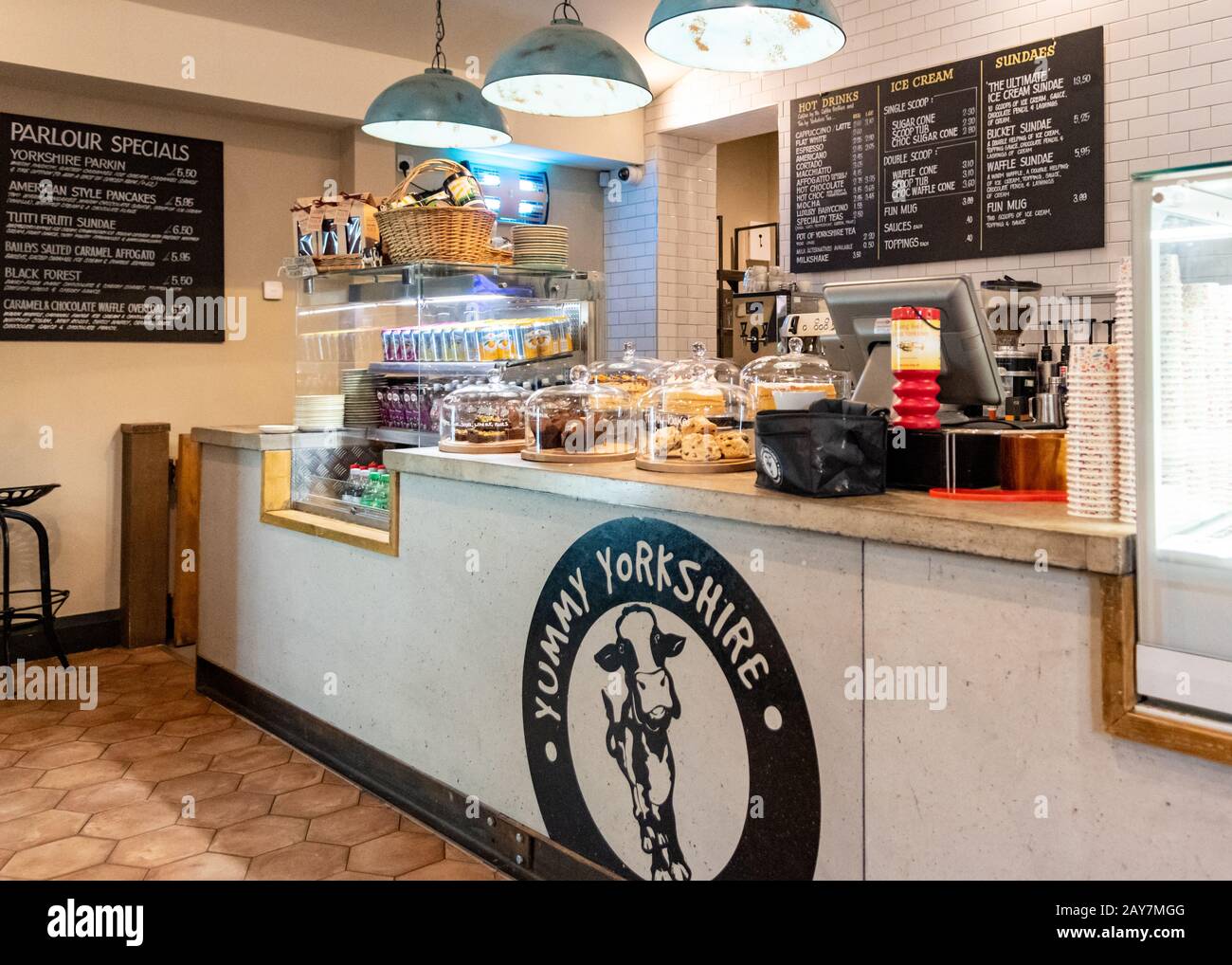 Yummy Yorkshire Ice Cream Parlour, Denby Dale, Huddersfield, Yorkshire, England, UK Stock Photo