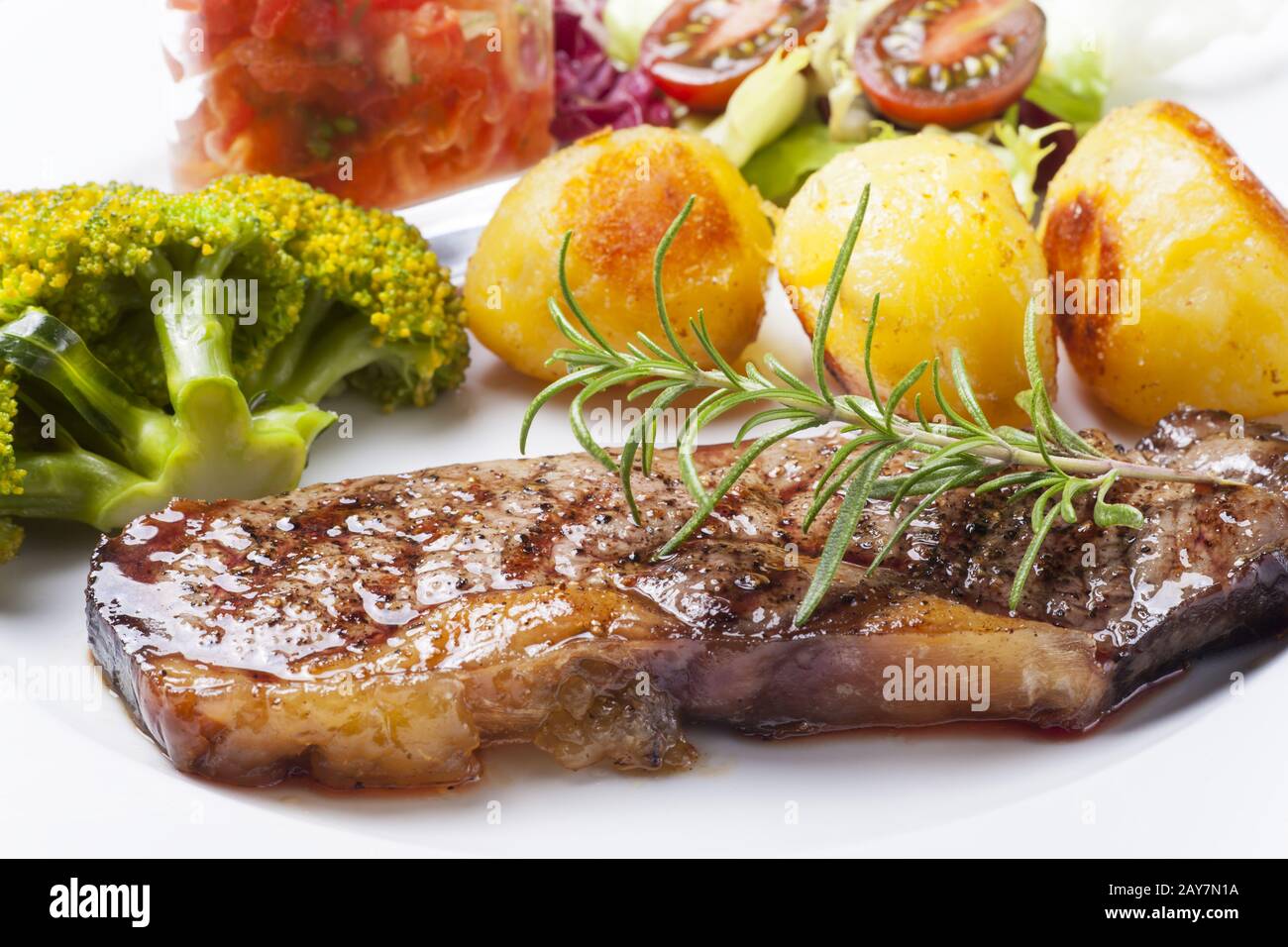 Grilled steak with vegetables and wine Stock Photo - Alamy