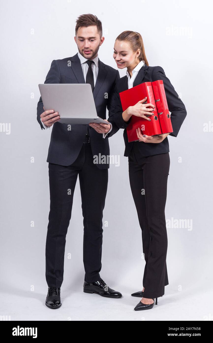 Picture of attractive couple of professional managers Stock Photo