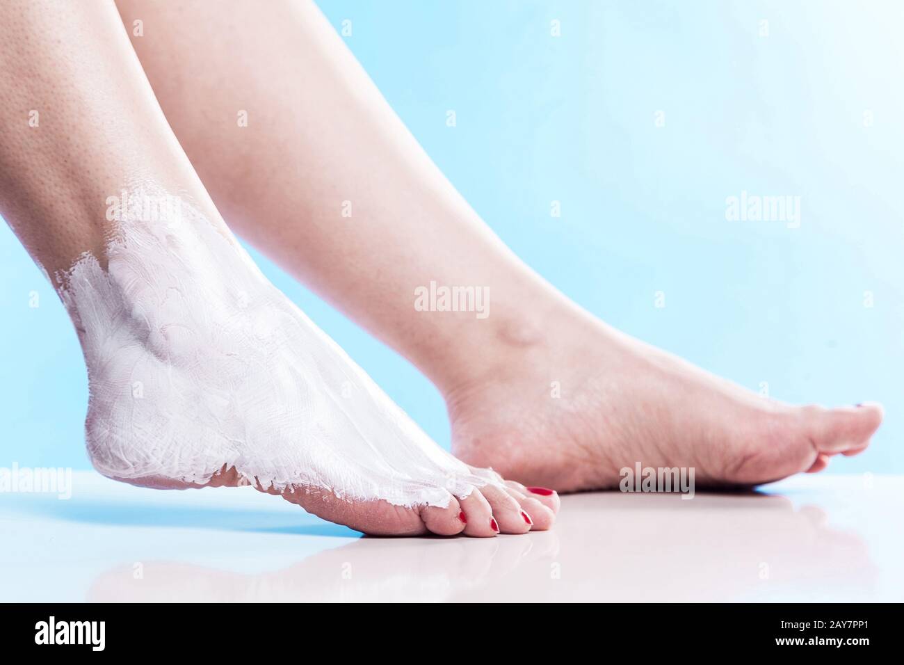 care for dry skin on the wellgroomed feet and heels with creams Stock