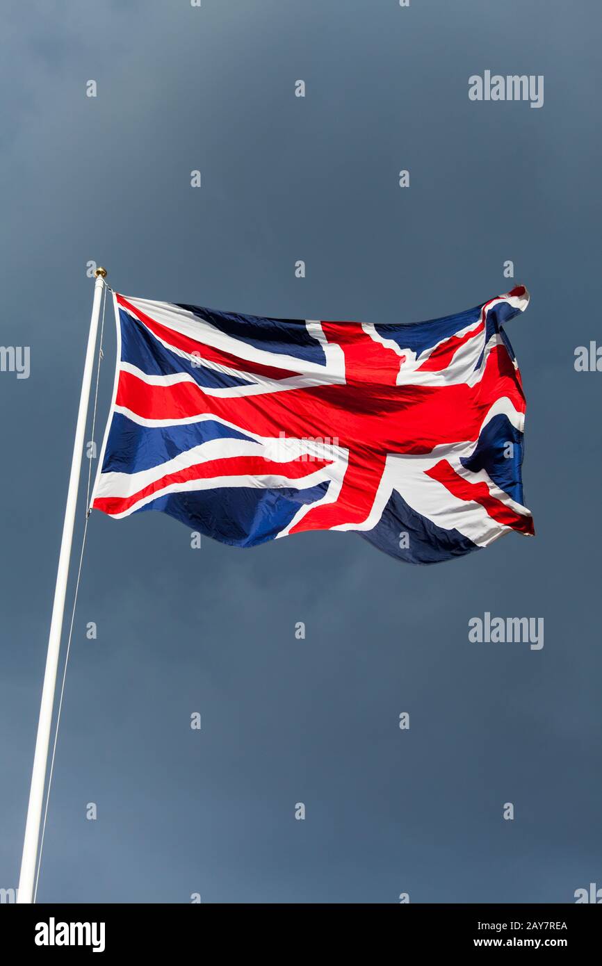 British flag in the wind Stock Photo