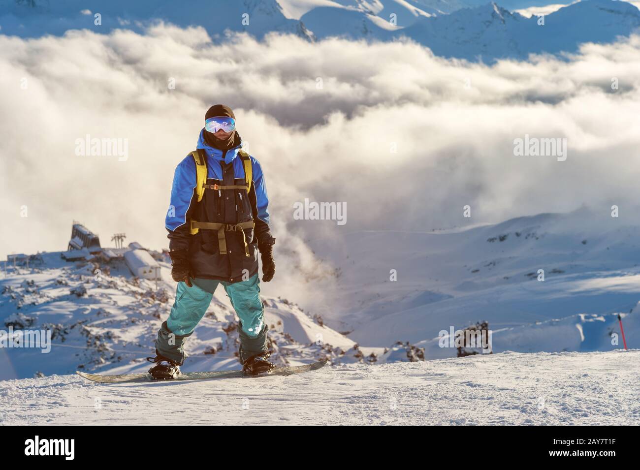 snowboarding with a backpack