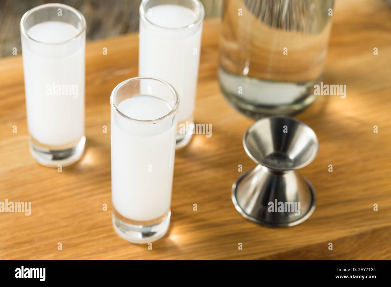 Refreshing Greek Anise Raki Drink with Water Stock Photo - Alamy