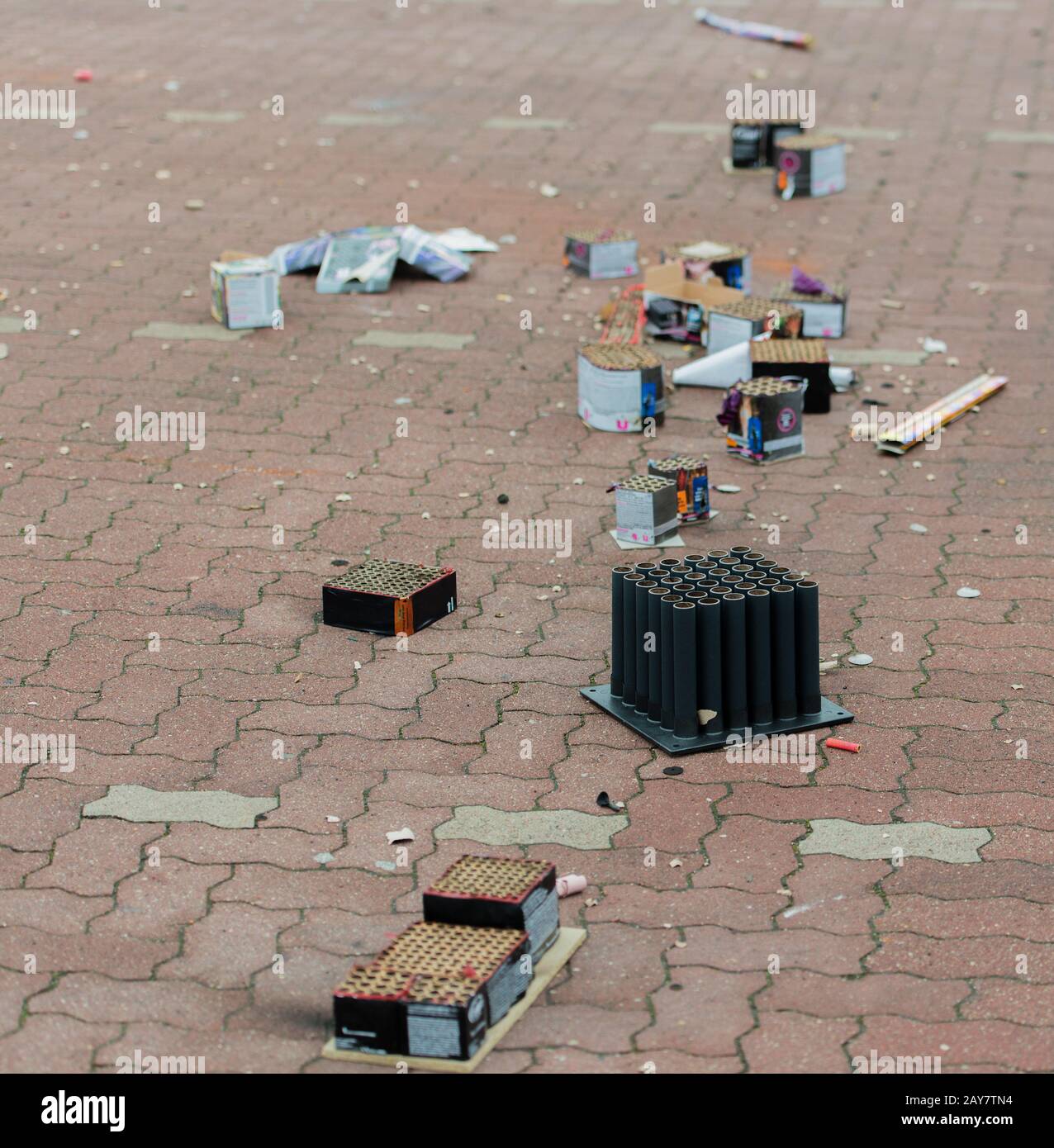 New Year's Eve fireworks garbage after the New Year's Eve night Stock