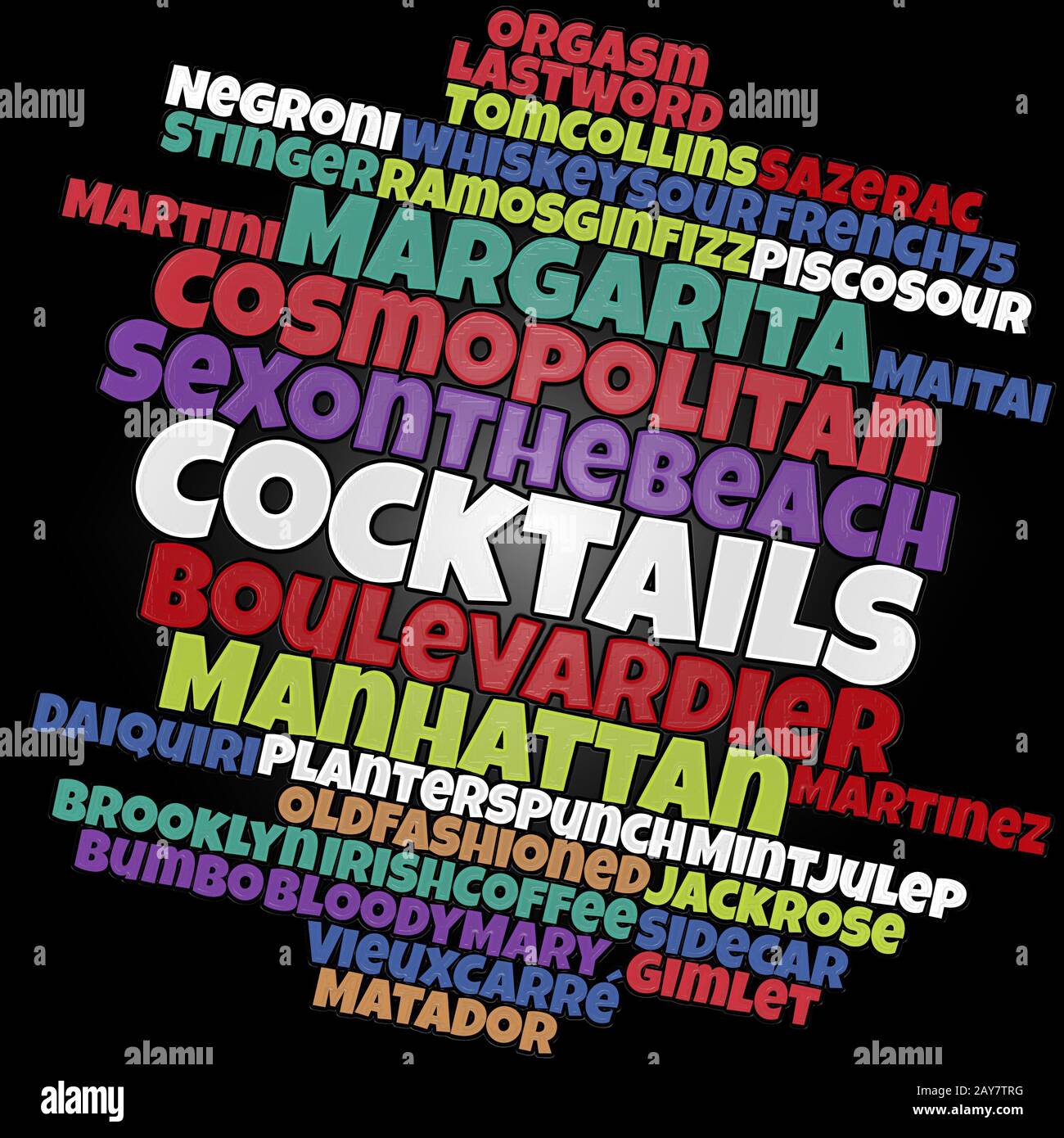 Most popular cocktails word cloud Stock Photo Alamy