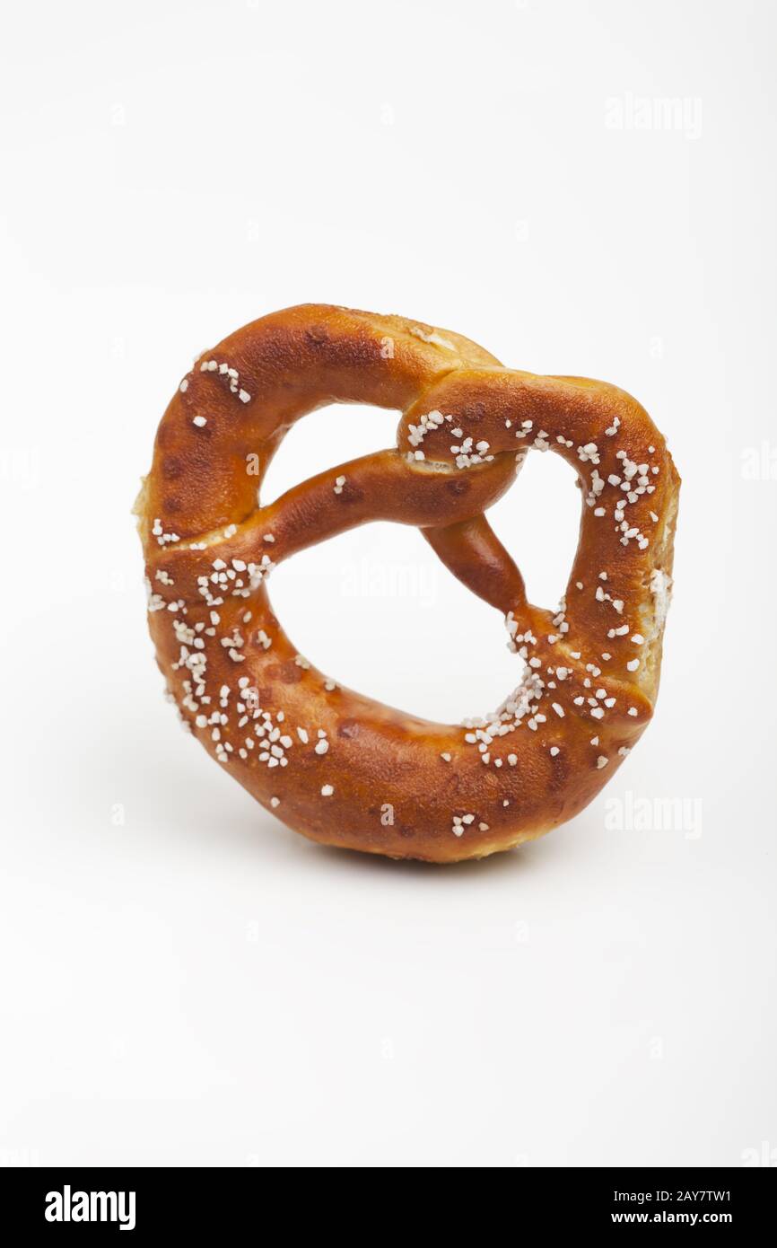 Bavarian pretzel on white background Stock Photo