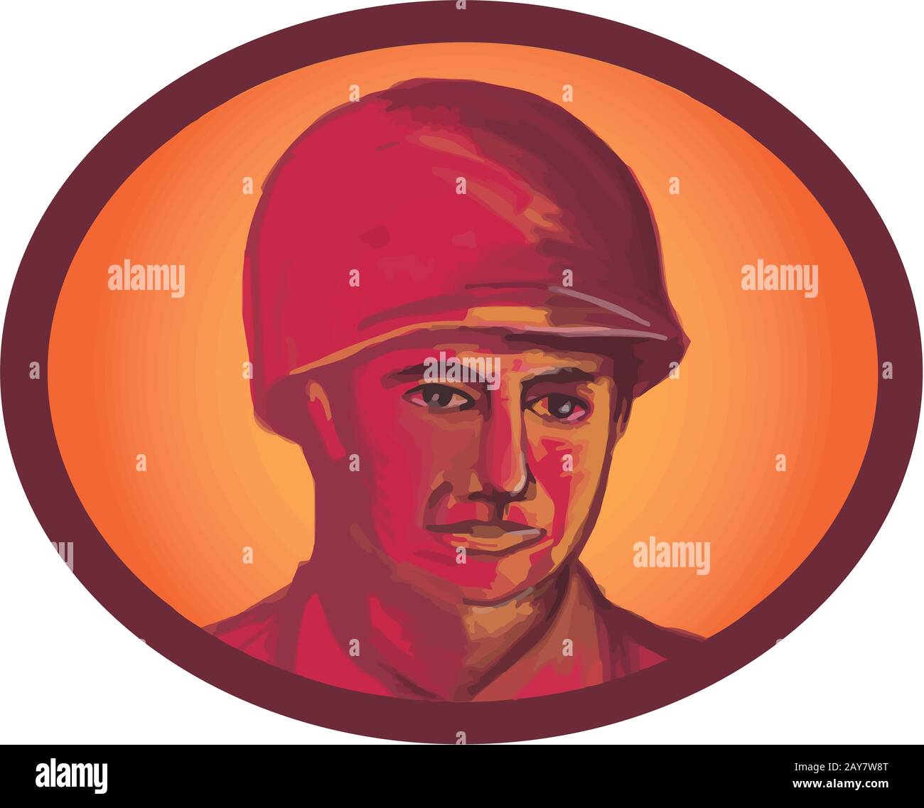World War Two American Soldier Head Watercolor Stock Photo Alamy