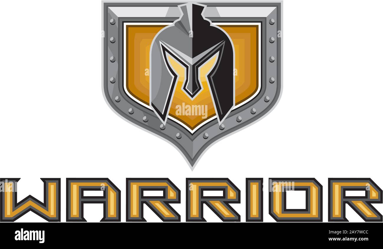 Spartan Warrior Helmet Shield Retro Stock Photo Alamy