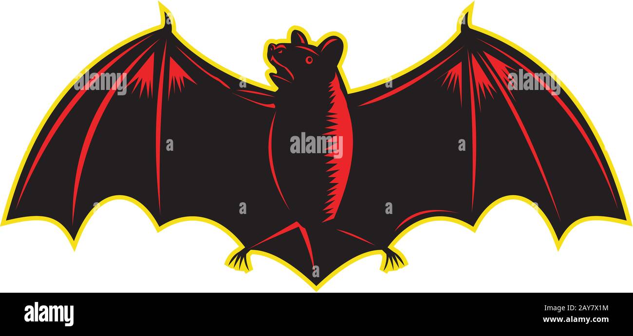 Bat Spread Wing Woodcut Stock Photo - Alamy