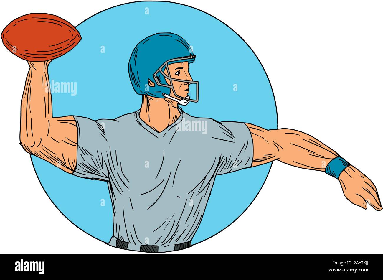 Quarterback QB Throwing Ball Motion Circle Drawing Stock Photo Alamy