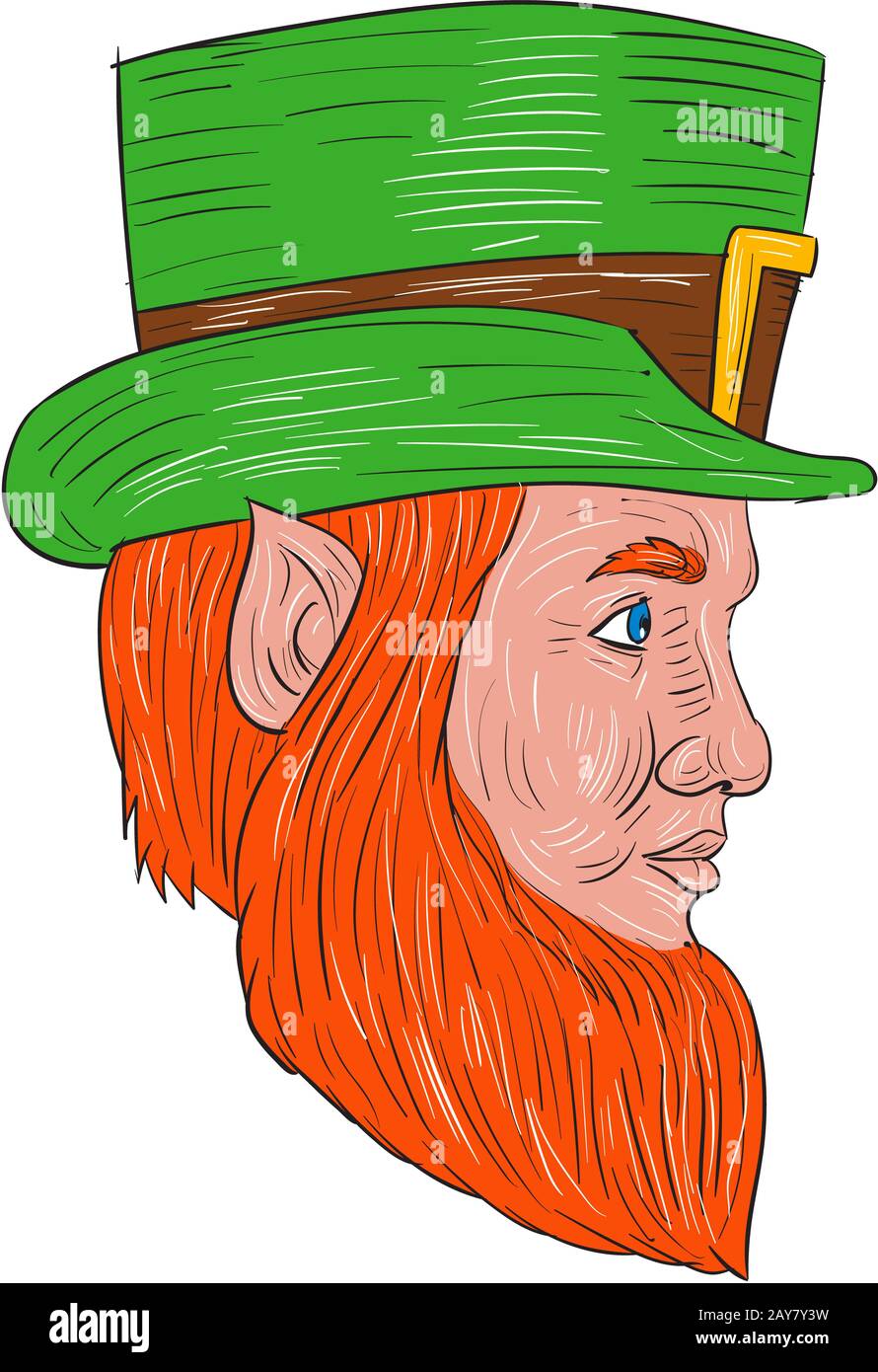 Leprechaun Head Side Drawing Stock Photo