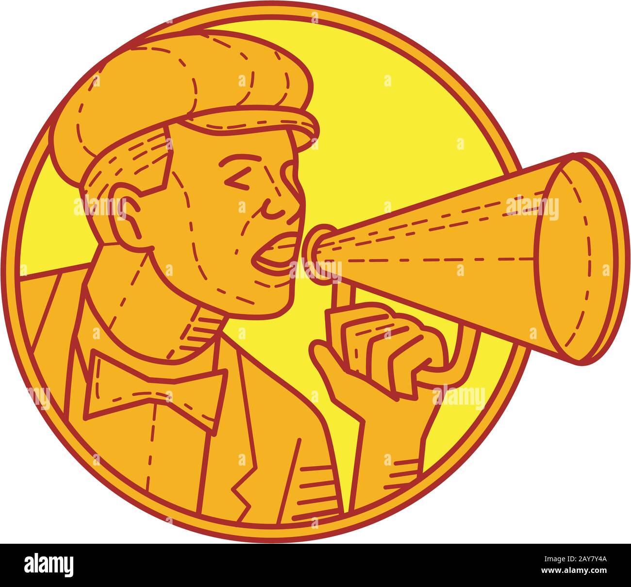 Movie Director Megaphone Vintage Circle Mono Line Stock Photo - Alamy