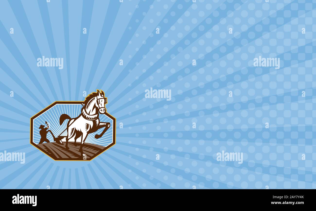 Illustration farmer horse plowing farm hi-res stock photography and ...