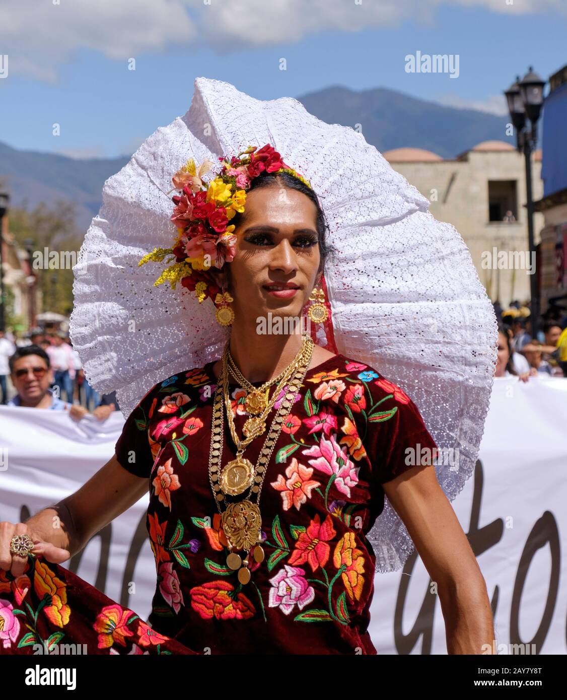 Portraint of Muxe  Estrella Vasquez Guerra in Oaxaca to celebrate inclusion month Stock Photo