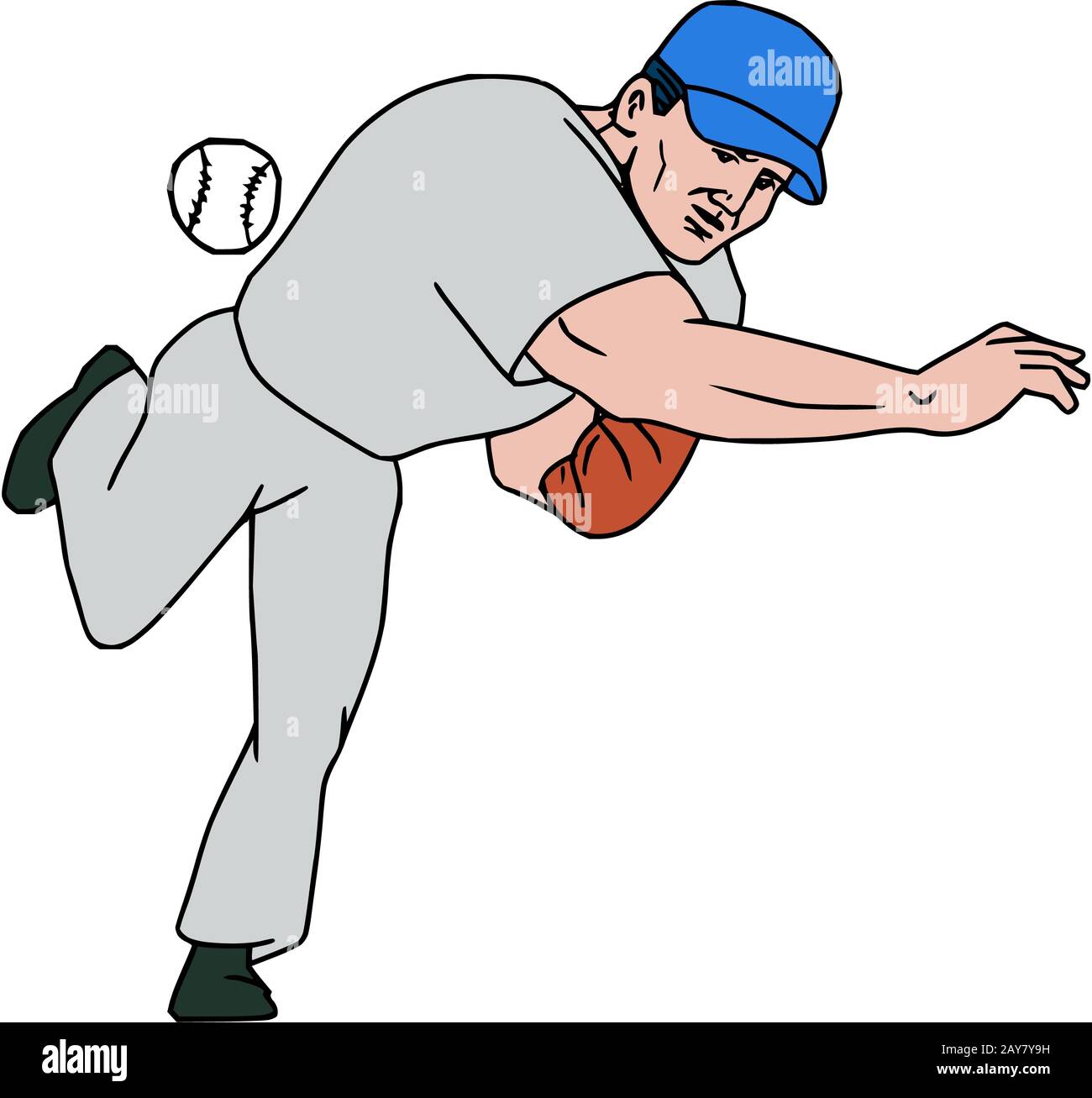 Baseball Player Pitcher Throw Ball Cartoon Stock Photo Alamy