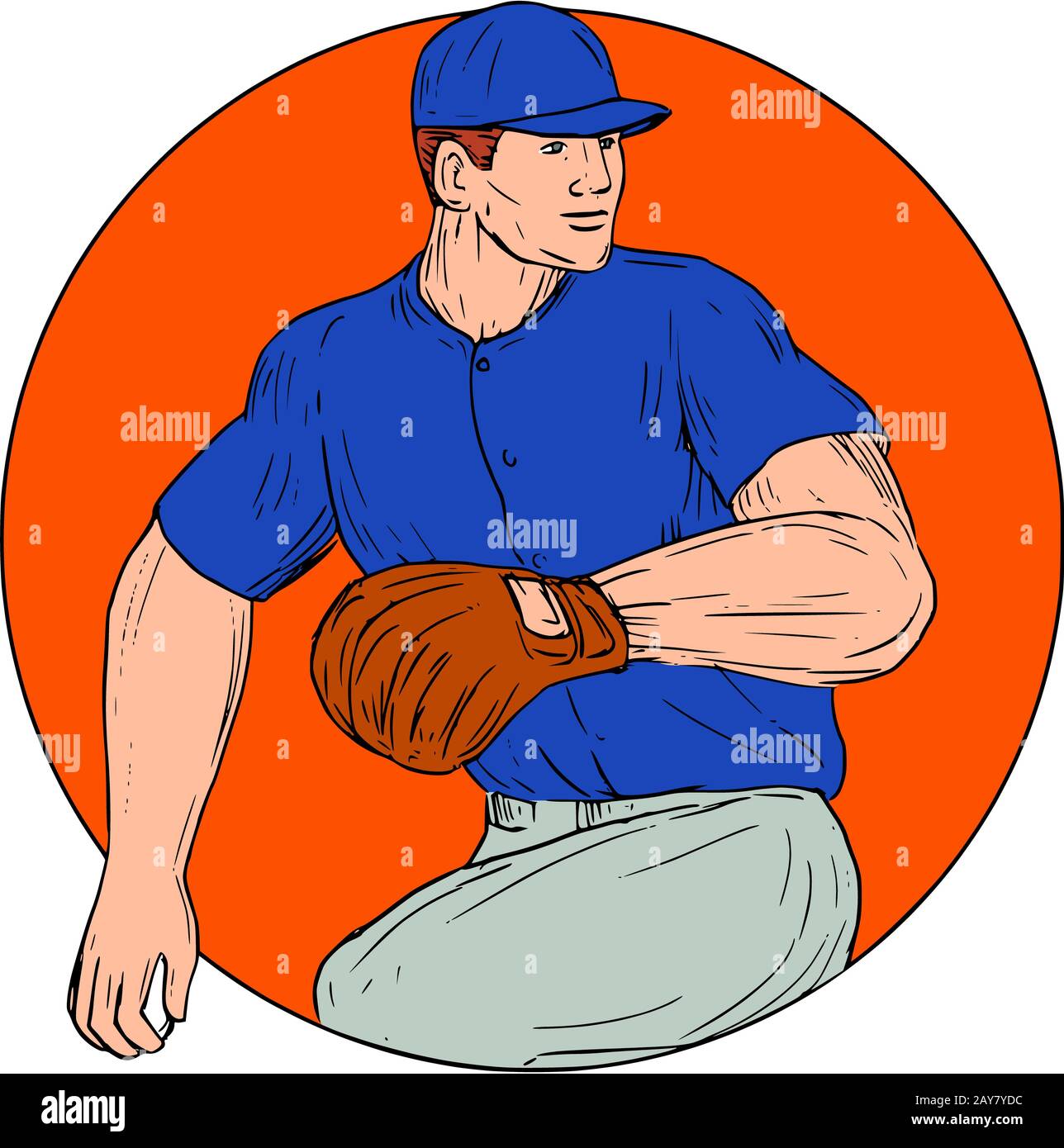 Pitcher Throwing Ball One Baseball Player Stock Vector (Royalty