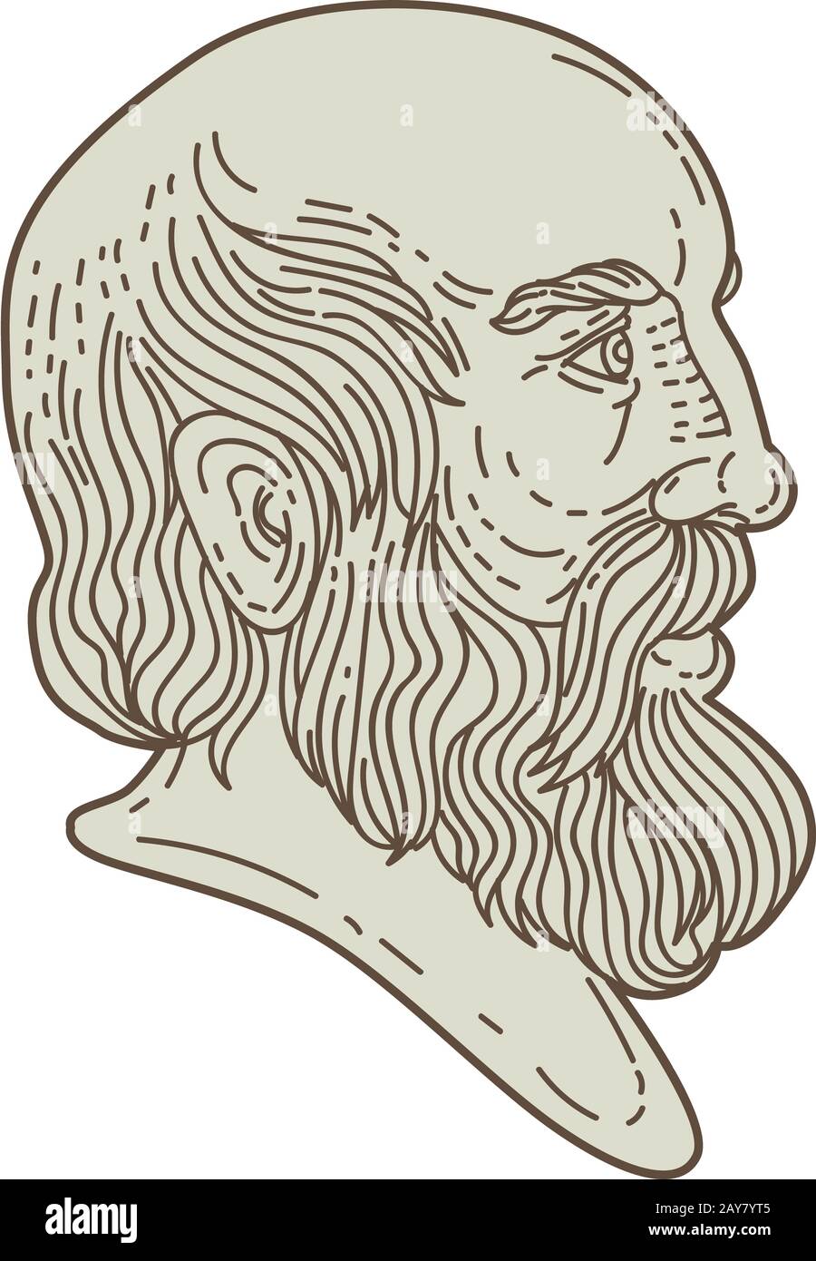 Plato Greek Philosopher Head Mono Line Stock Photo