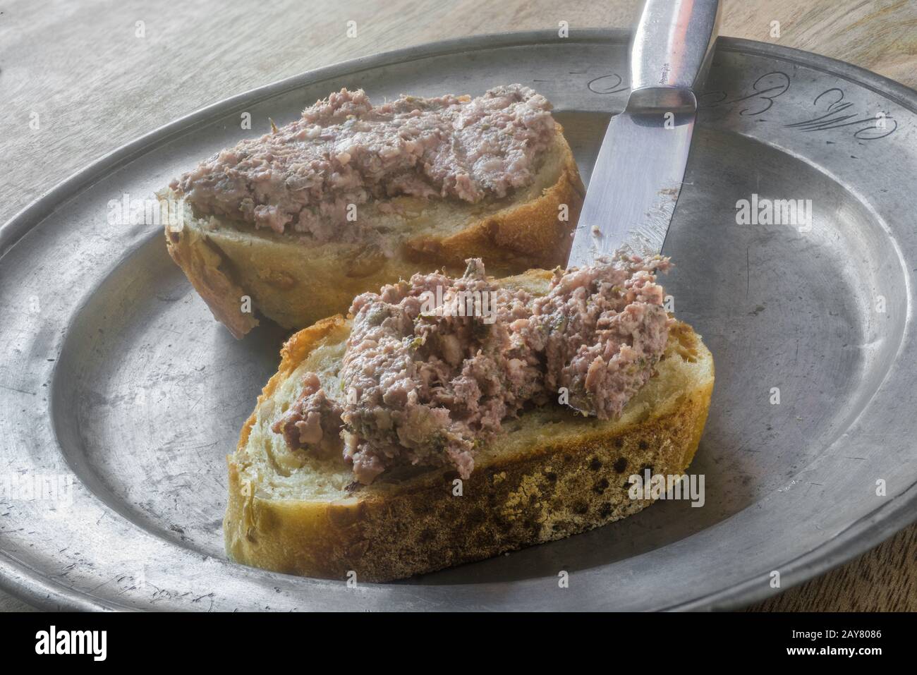 Liver sausage sandwiches lubricate Stock Photo