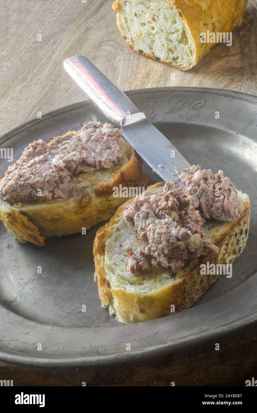 Liver sausage breads lubricate-2 Stock Photo