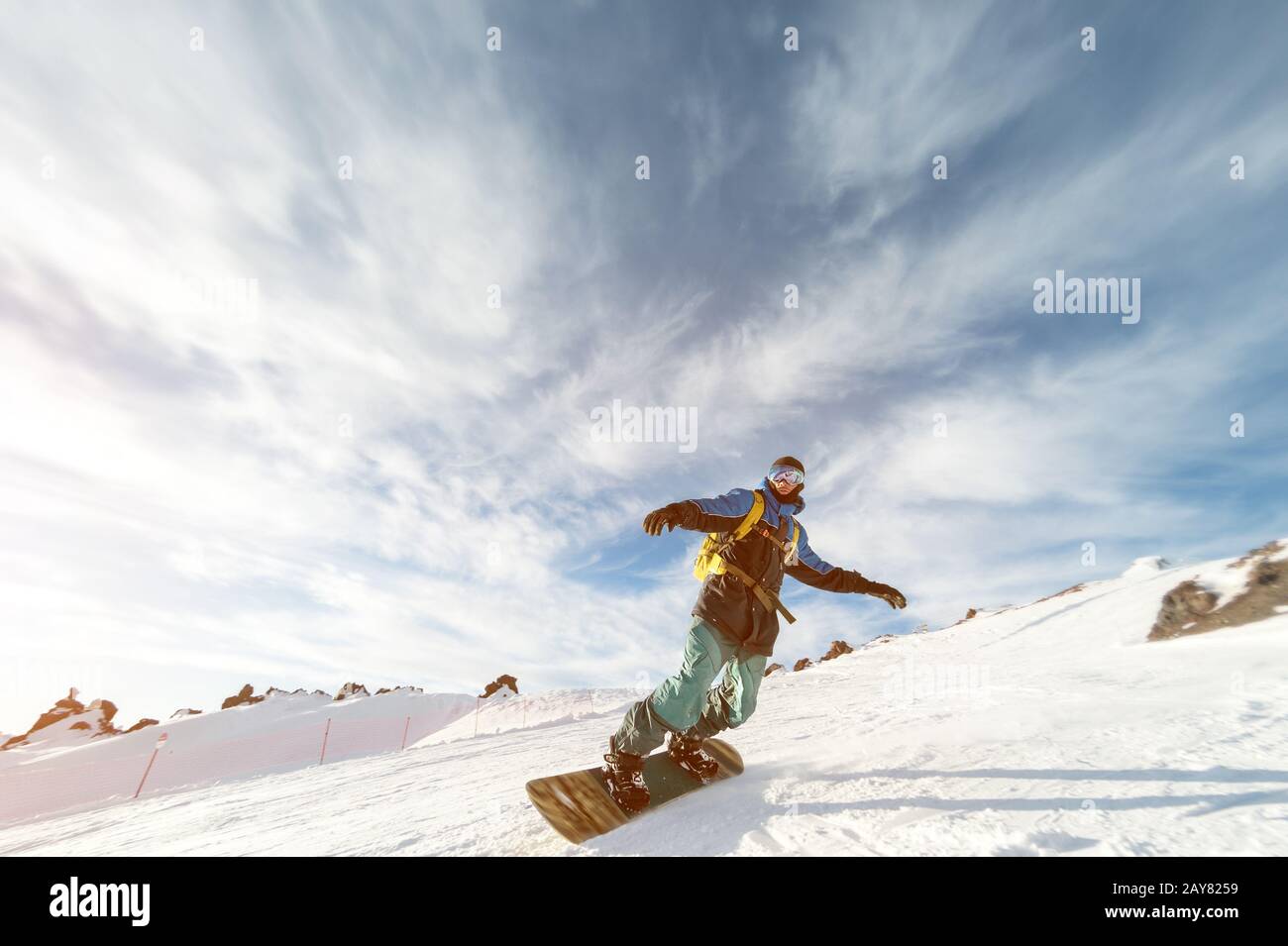 snowboarding with a backpack