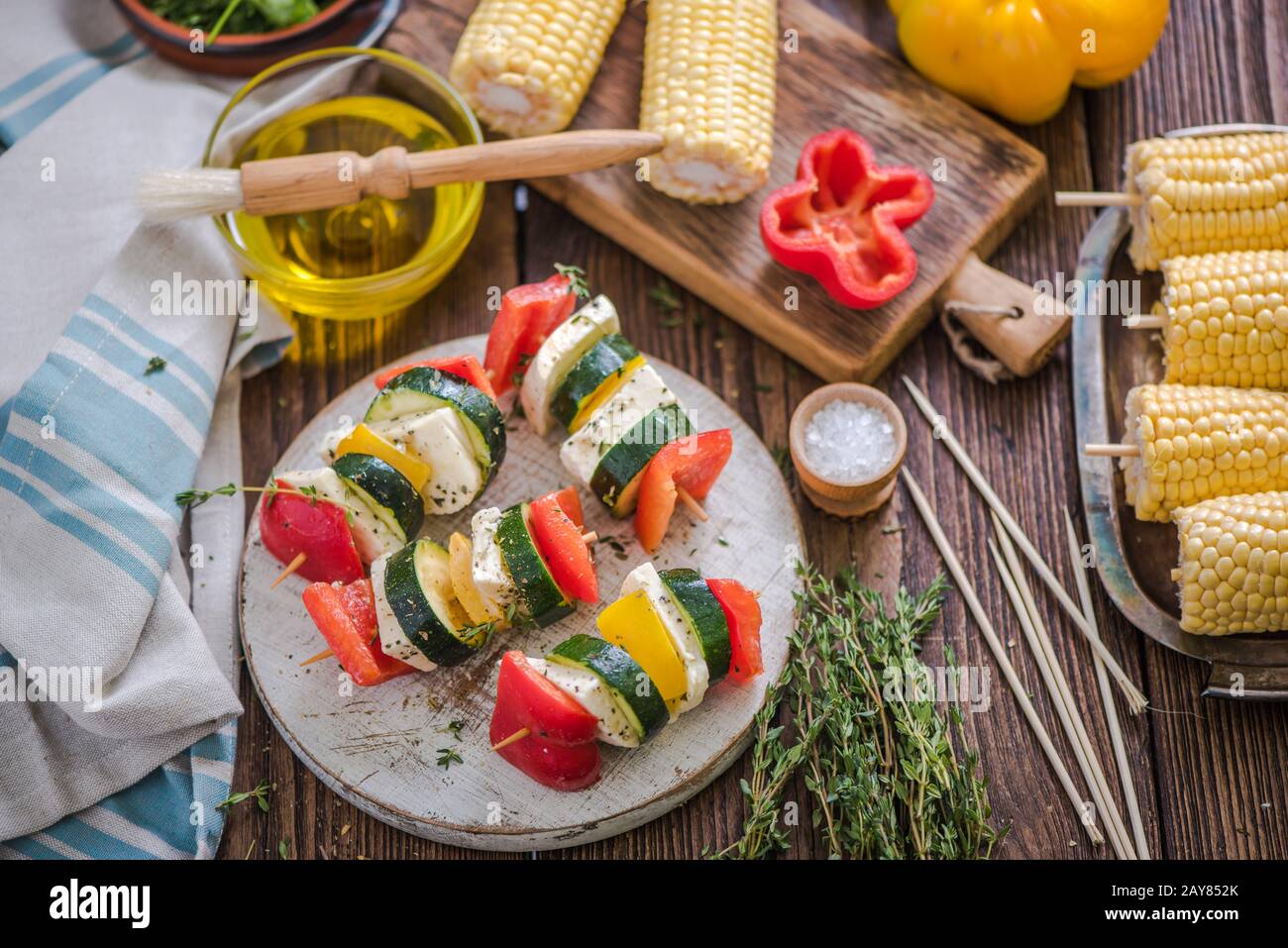 preparation for bbq garden party Stock Photo Alamy