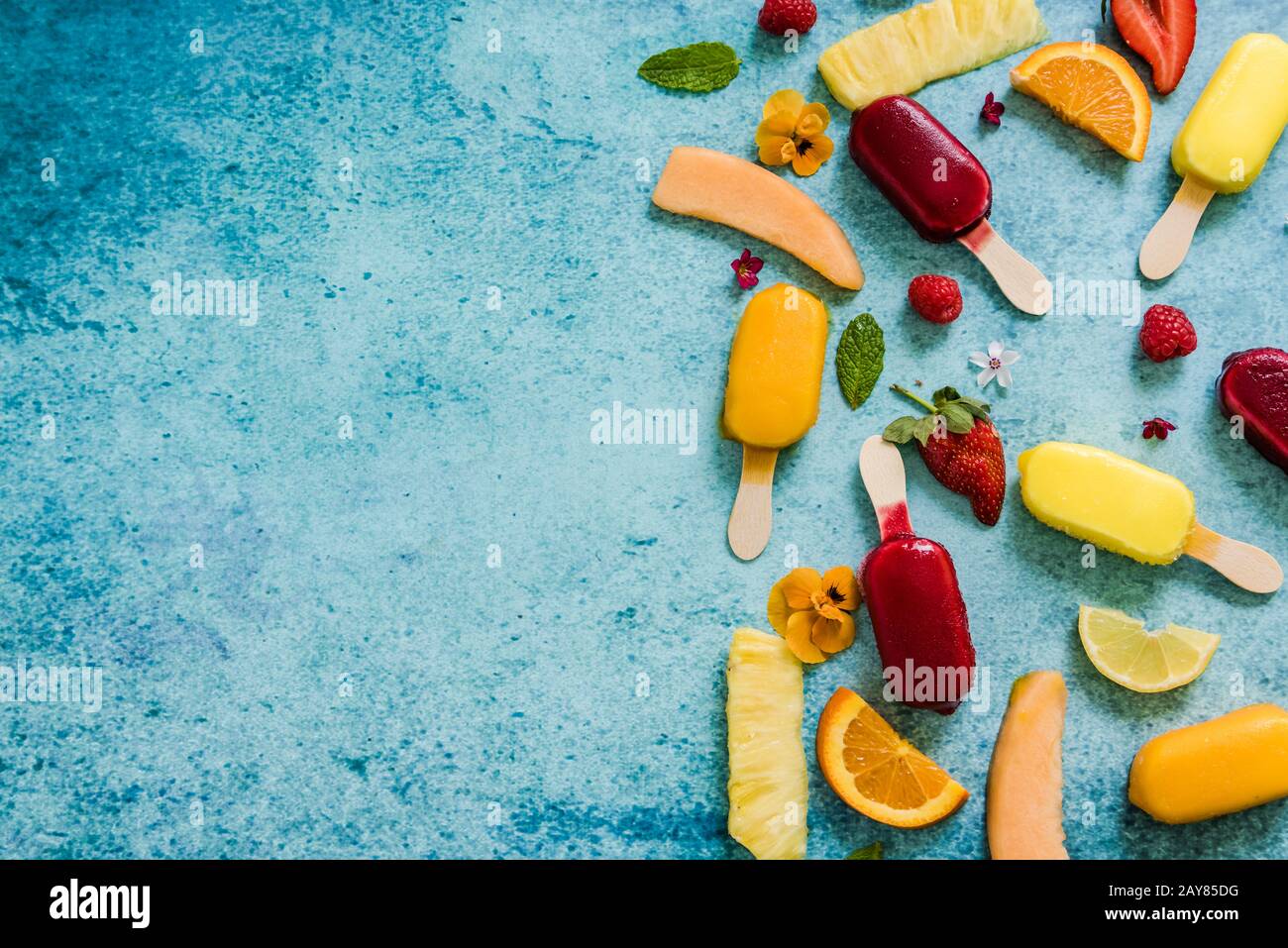 refreshing homemade popsicle from above Stock Photo