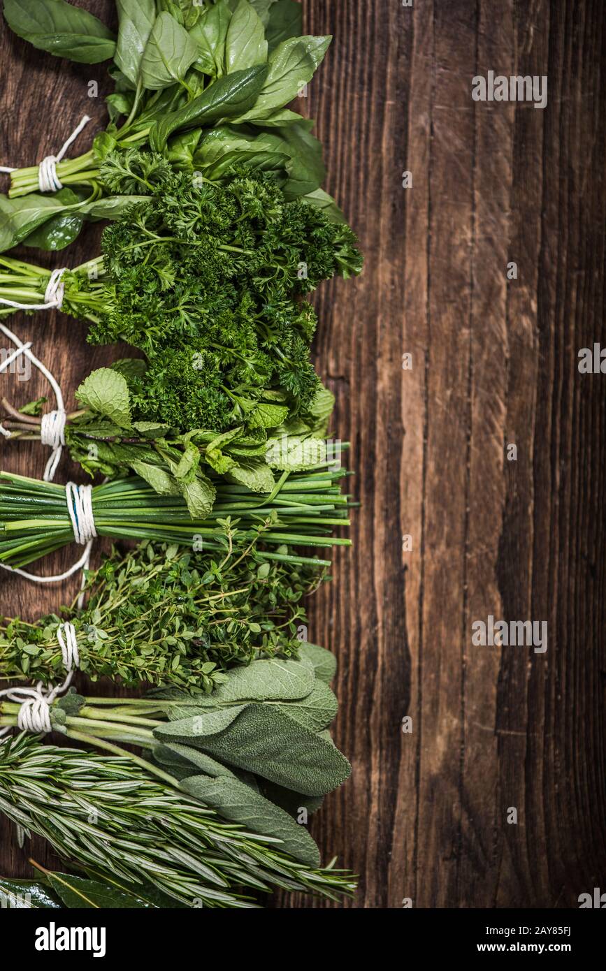 aromatic herbs in kitchen Stock Photo
