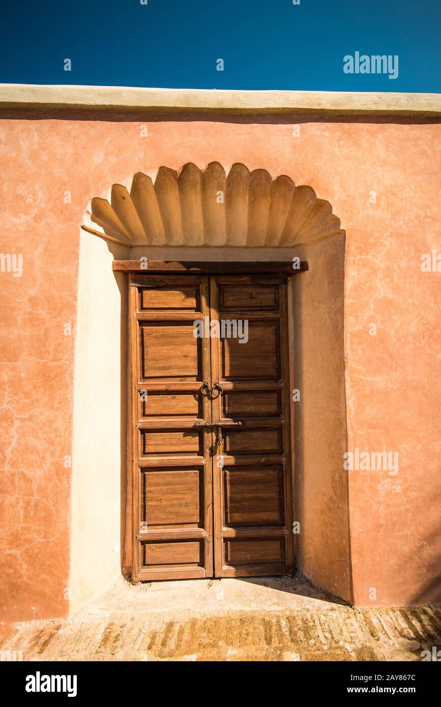 Wooden entrance door in Marrakesh,Morroco Stock Photo