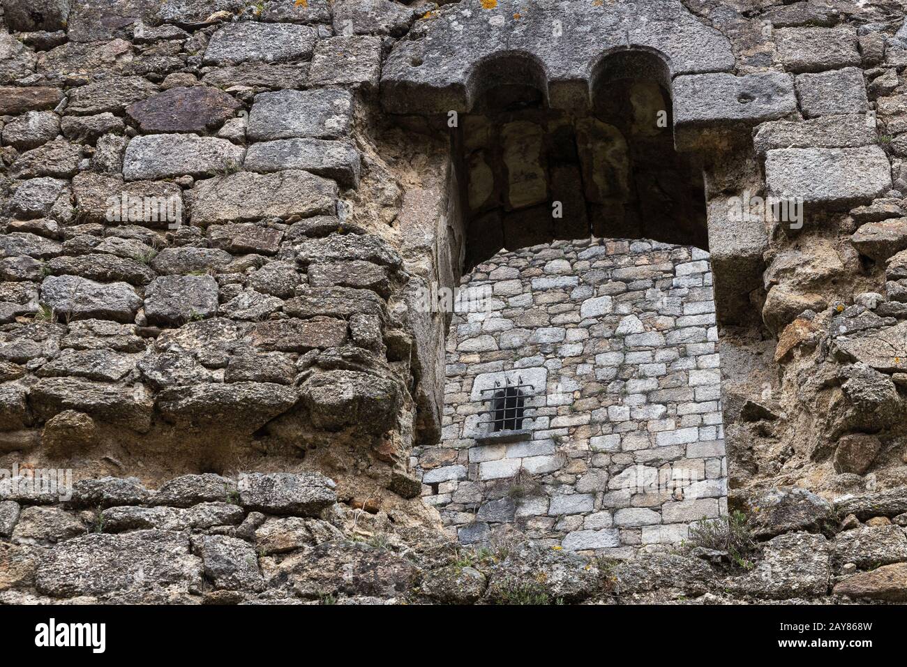 Medieval castle located in the historic town of Miranda del Castañar. Spain. Stock Photo