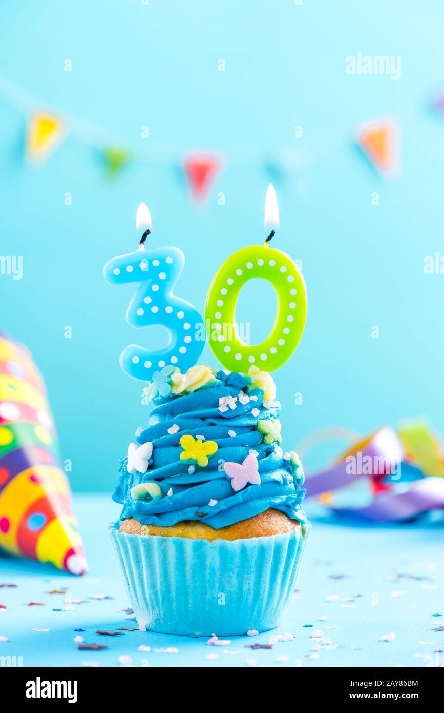 Download Thirtieth 30th Birthday Cupcake With Candle Card Mockup Stock Photo Alamy
