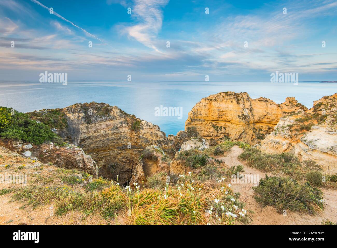 Beautiful sunrise over Ponta da Piedade,Algarve,Portugal Stock Photo