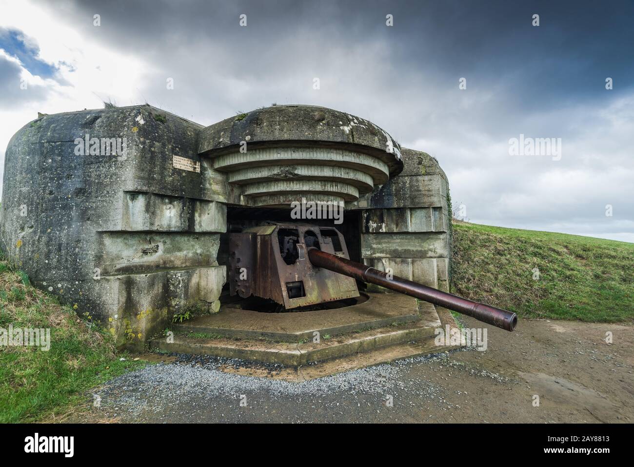 Normandy german defence artillery guns in France Stock Photo