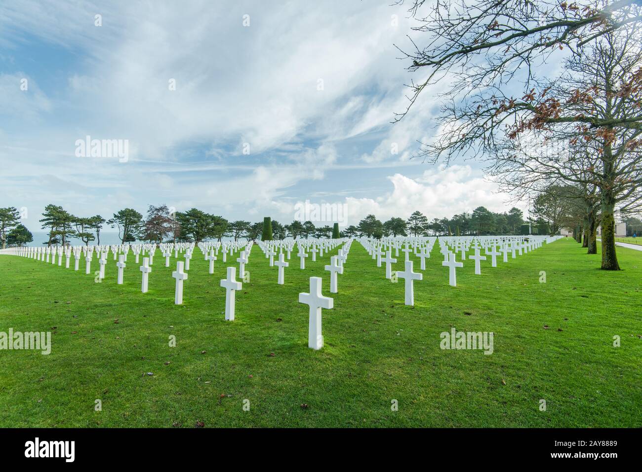 American War Cemetery near Omaha Beach, Normandy (Colleville) Stock Photo