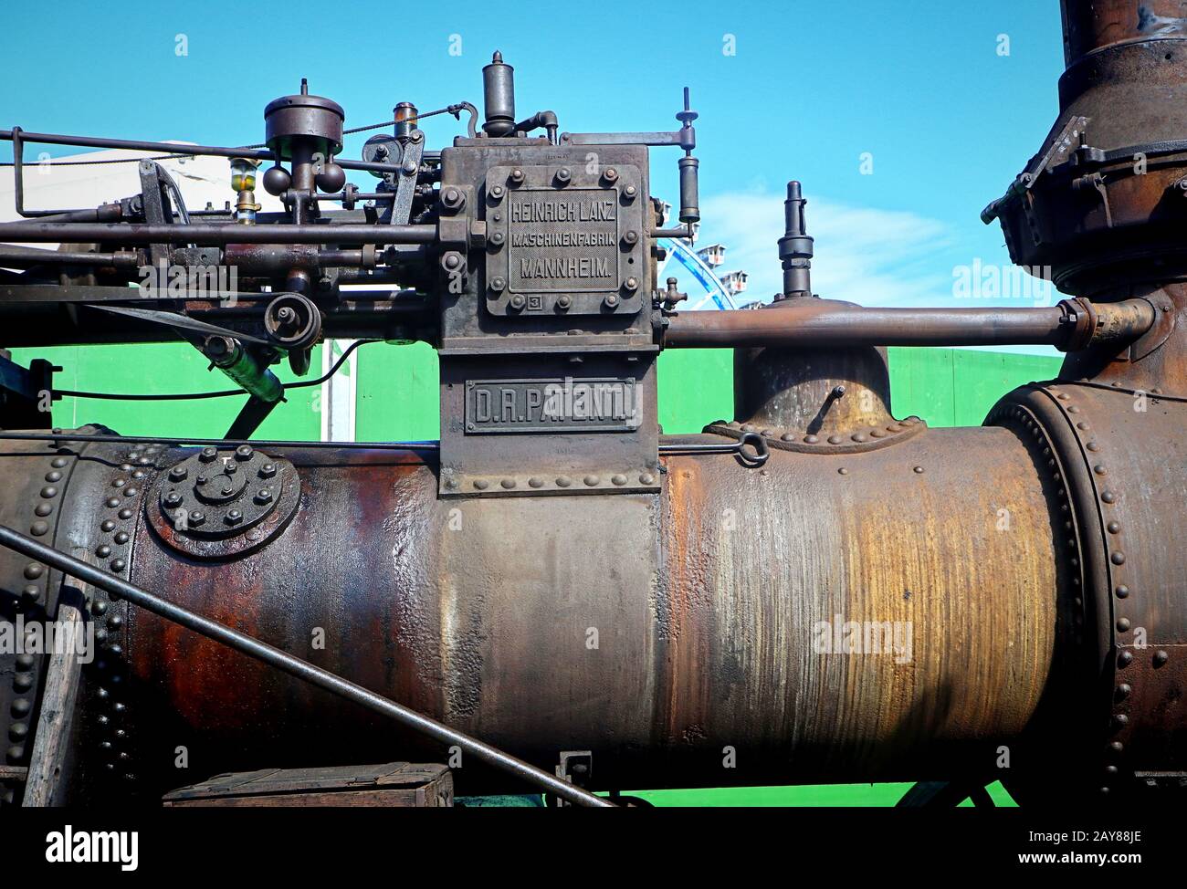 MUNICH, GERMANY Detail of Lanz vintage farm tractor on display at Oide