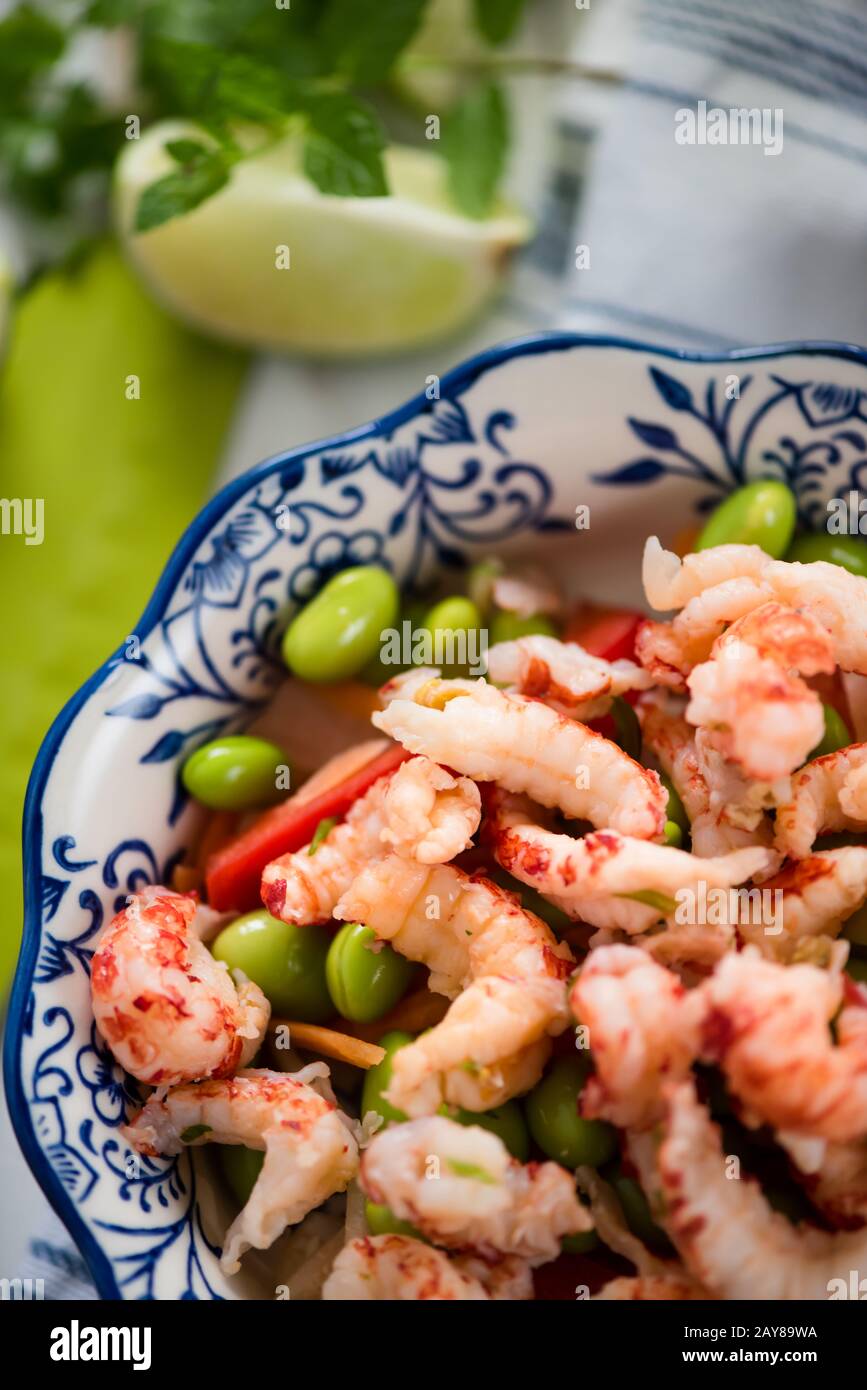 clean eating salad with crayfish Stock Photo