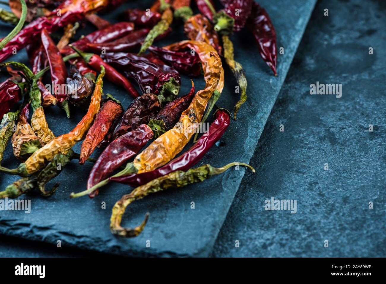 Dried hot peppers, food background Stock Photo Alamy