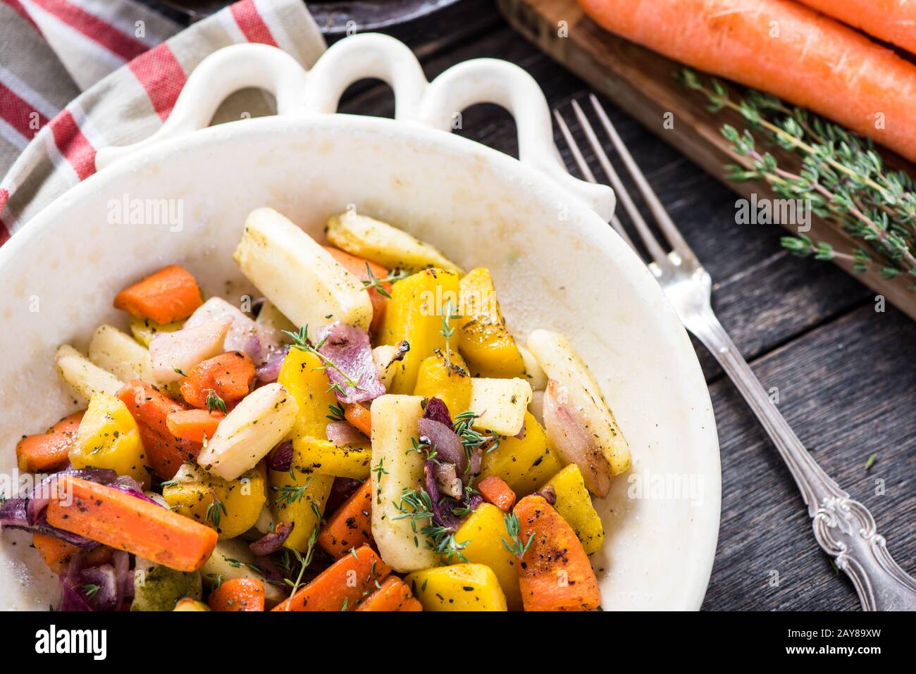 Roasted root vegetables Stock Photo