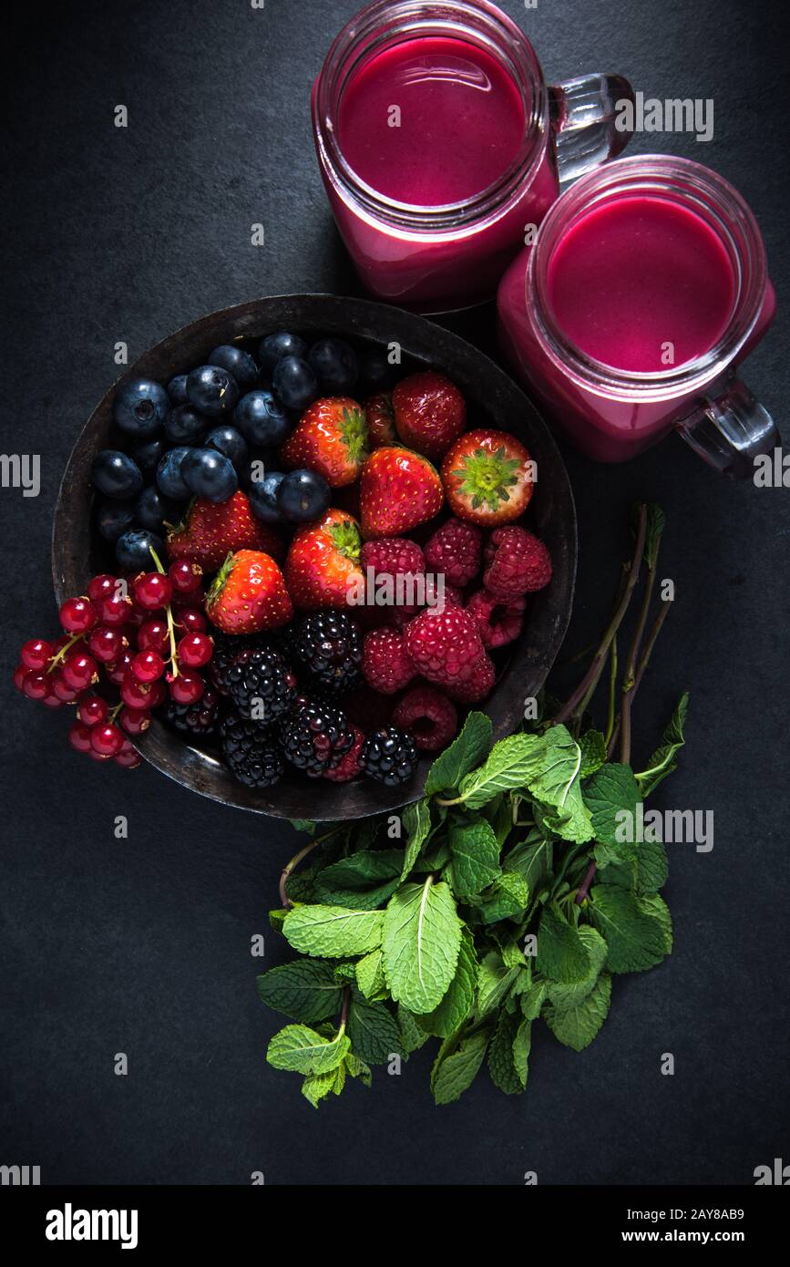 Antioxidant all berries fruit smoothie Stock Photo