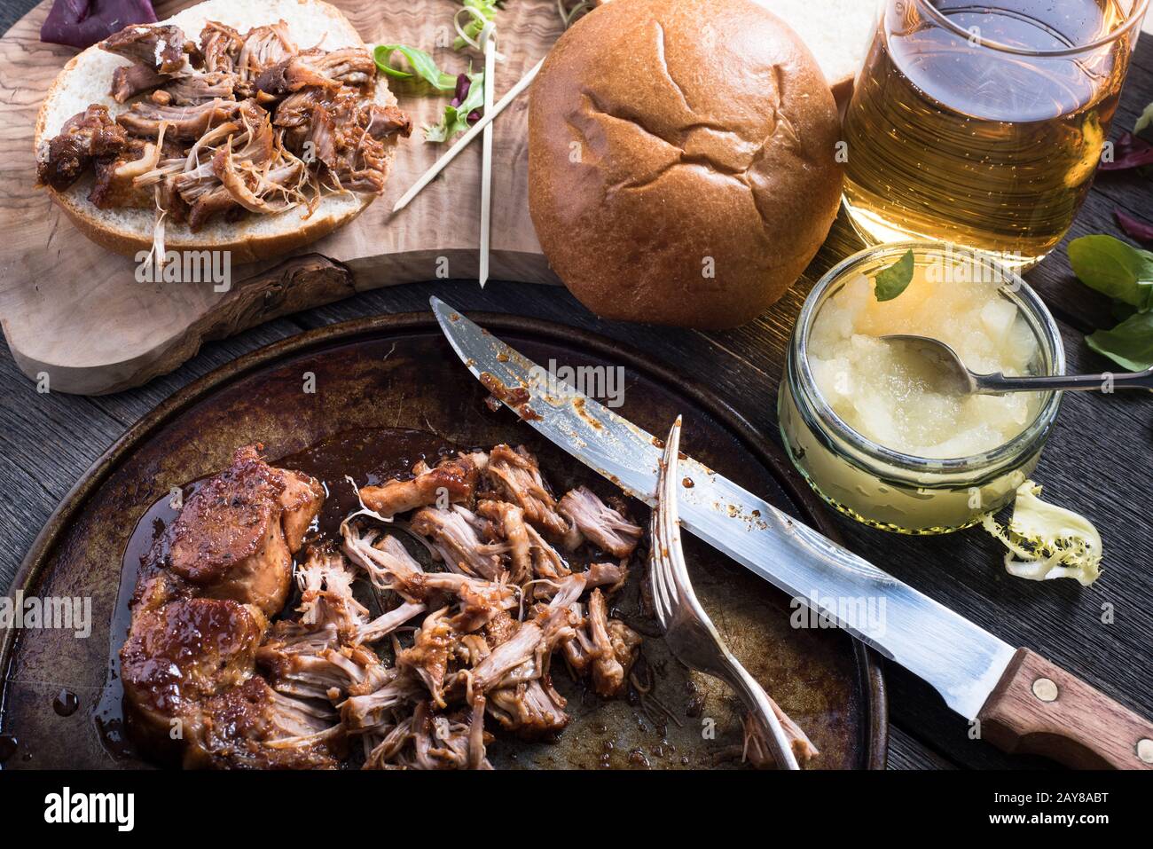Slow roasted pulled pork sandwich Stock Photo Alamy